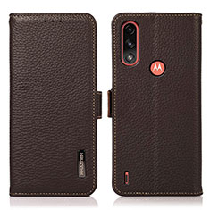 Funda de Cuero Cartera con Soporte Carcasa B03H para Motorola Moto E7 Power Marron