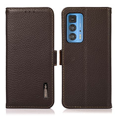 Funda de Cuero Cartera con Soporte Carcasa B03H para Motorola Moto Edge 20 Pro 5G Marron