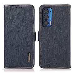 Funda de Cuero Cartera con Soporte Carcasa B03H para Motorola Moto Edge (2021) 5G Azul