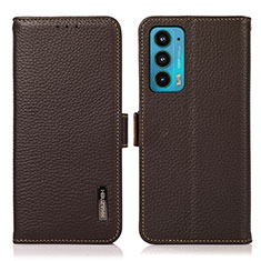 Funda de Cuero Cartera con Soporte Carcasa B03H para Motorola Moto Edge Lite 5G Marron