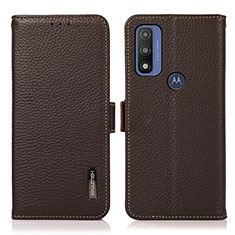 Funda de Cuero Cartera con Soporte Carcasa B03H para Motorola Moto G Pure Marron