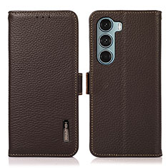 Funda de Cuero Cartera con Soporte Carcasa B03H para Motorola Moto G200 5G Marron