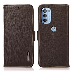 Funda de Cuero Cartera con Soporte Carcasa B03H para Motorola Moto G31 Marron