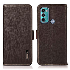 Funda de Cuero Cartera con Soporte Carcasa B03H para Motorola Moto G40 Fusion Marron