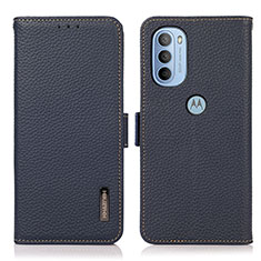 Funda de Cuero Cartera con Soporte Carcasa B03H para Motorola Moto G41 Azul