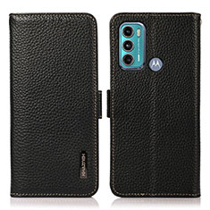 Funda de Cuero Cartera con Soporte Carcasa B03H para Motorola Moto G60 Negro