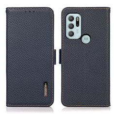 Funda de Cuero Cartera con Soporte Carcasa B03H para Motorola Moto G60s Azul