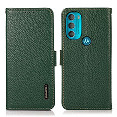 Funda de Cuero Cartera con Soporte Carcasa B03H para Motorola Moto G71 5G Verde