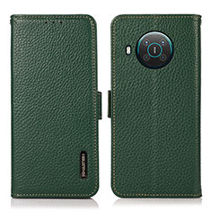 Funda de Cuero Cartera con Soporte Carcasa B03H para Nokia X10 Verde