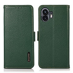 Funda de Cuero Cartera con Soporte Carcasa B03H para Nothing Phone 2 Verde