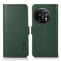 Funda de Cuero Cartera con Soporte Carcasa B03H para OnePlus 11 5G Verde