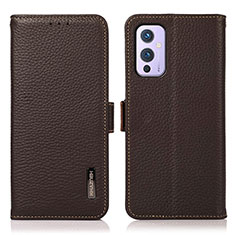 Funda de Cuero Cartera con Soporte Carcasa B03H para OnePlus 9 5G Marron