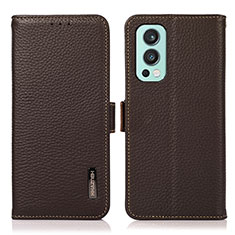 Funda de Cuero Cartera con Soporte Carcasa B03H para OnePlus Nord 2 5G Marron