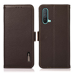 Funda de Cuero Cartera con Soporte Carcasa B03H para OnePlus Nord CE 5G Marron