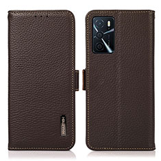 Funda de Cuero Cartera con Soporte Carcasa B03H para Oppo A16 Marron