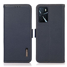 Funda de Cuero Cartera con Soporte Carcasa B03H para Oppo A16s Azul