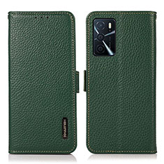 Funda de Cuero Cartera con Soporte Carcasa B03H para Oppo A16s Verde