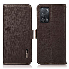 Funda de Cuero Cartera con Soporte Carcasa B03H para Oppo A55 5G Marron