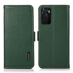 Funda de Cuero Cartera con Soporte Carcasa B03H para Oppo A55S 5G Verde