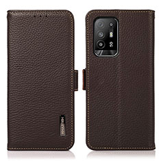 Funda de Cuero Cartera con Soporte Carcasa B03H para Oppo A94 5G Marron