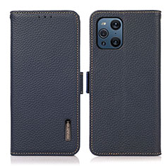 Funda de Cuero Cartera con Soporte Carcasa B03H para Oppo Find X3 5G Azul