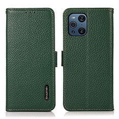 Funda de Cuero Cartera con Soporte Carcasa B03H para Oppo Find X3 5G Verde