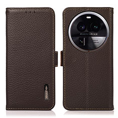 Funda de Cuero Cartera con Soporte Carcasa B03H para Oppo Find X6 5G Marron