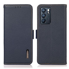 Funda de Cuero Cartera con Soporte Carcasa B03H para Oppo Reno6 5G Azul