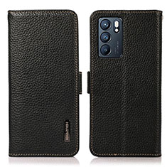 Funda de Cuero Cartera con Soporte Carcasa B03H para Oppo Reno6 5G Negro