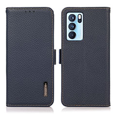 Funda de Cuero Cartera con Soporte Carcasa B03H para Oppo Reno6 Pro 5G India Azul