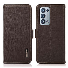 Funda de Cuero Cartera con Soporte Carcasa B03H para Oppo Reno6 Pro+ Plus 5G Marron