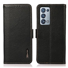 Funda de Cuero Cartera con Soporte Carcasa B03H para Oppo Reno6 Pro+ Plus 5G Negro