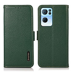 Funda de Cuero Cartera con Soporte Carcasa B03H para Oppo Reno7 Pro 5G Verde