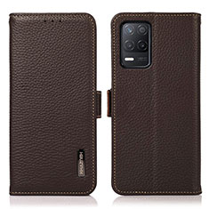 Funda de Cuero Cartera con Soporte Carcasa B03H para Realme 8 5G Marron