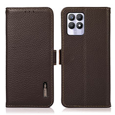 Funda de Cuero Cartera con Soporte Carcasa B03H para Realme 8i Marron