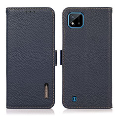 Funda de Cuero Cartera con Soporte Carcasa B03H para Realme C20A Azul