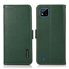 Funda de Cuero Cartera con Soporte Carcasa B03H para Realme C20A Verde