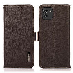 Funda de Cuero Cartera con Soporte Carcasa B03H para Samsung Galaxy A03 Marron