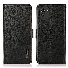 Funda de Cuero Cartera con Soporte Carcasa B03H para Samsung Galaxy A03 Negro