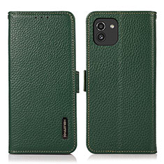 Funda de Cuero Cartera con Soporte Carcasa B03H para Samsung Galaxy A03 Verde