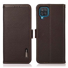 Funda de Cuero Cartera con Soporte Carcasa B03H para Samsung Galaxy A12 Marron