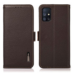 Funda de Cuero Cartera con Soporte Carcasa B03H para Samsung Galaxy M51 Marron