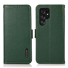 Funda de Cuero Cartera con Soporte Carcasa B03H para Samsung Galaxy S21 Ultra 5G Verde