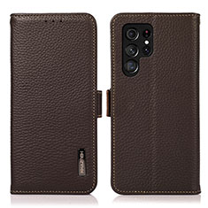 Funda de Cuero Cartera con Soporte Carcasa B03H para Samsung Galaxy S23 Ultra 5G Marron