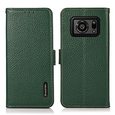 Funda de Cuero Cartera con Soporte Carcasa B03H para Sharp Aquos R6 Verde