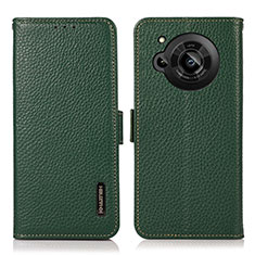 Funda de Cuero Cartera con Soporte Carcasa B03H para Sharp Aquos R7s Verde