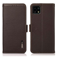 Funda de Cuero Cartera con Soporte Carcasa B03H para Sharp Aquos Sense4 Lite Marron