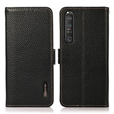 Funda de Cuero Cartera con Soporte Carcasa B03H para Sony Xperia 1 III Negro