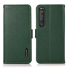 Funda de Cuero Cartera con Soporte Carcasa B03H para Sony Xperia 1 III Verde