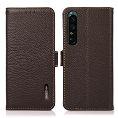 Funda de Cuero Cartera con Soporte Carcasa B03H para Sony Xperia 1 IV Marron